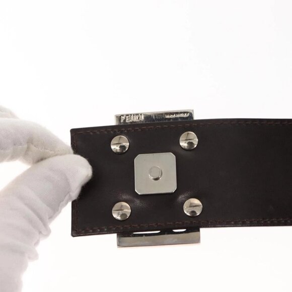 FENDI Zucca Canvas Mamma Baguette Tote Bag Black Silver Brown Auth 145493 - Picture 10 of 16